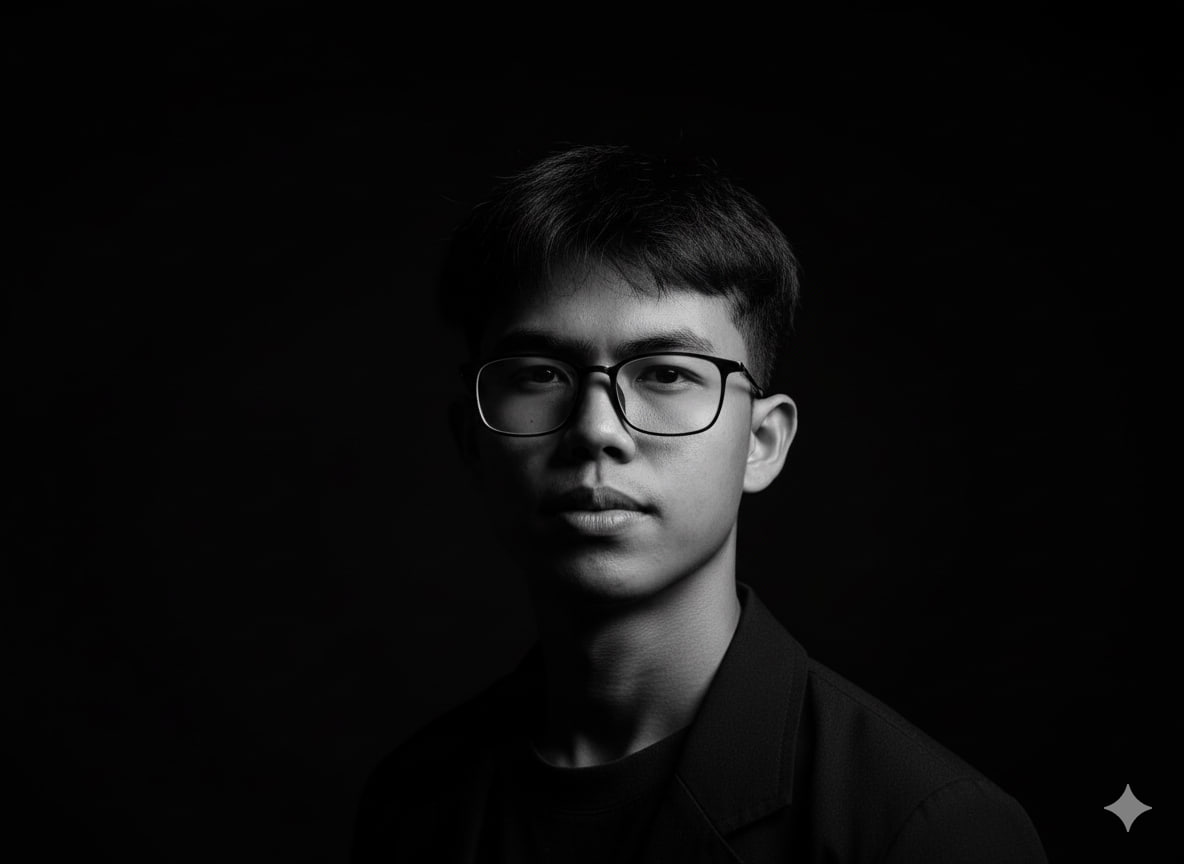 Black-and-white portrait of Aung Thu Hein